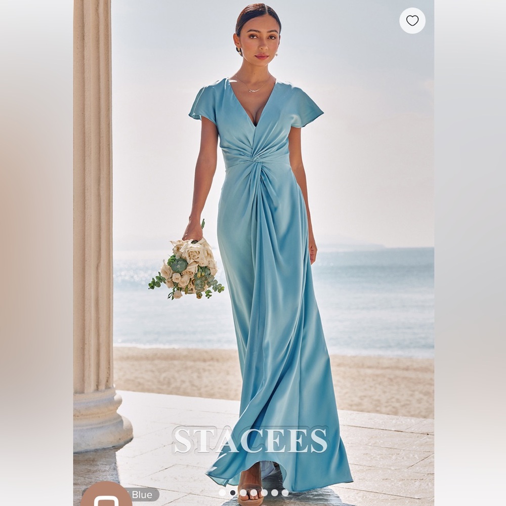 Short Sleeve Floor-Length Stretch Satin Dress